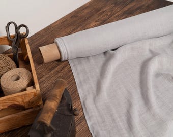 Linen fabric gauze light gray, Pure sheer thin cheesecloth fabric, Fabric by the yard or meter