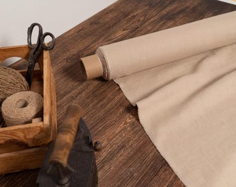 Linen fabric sand beige, Linen fabric by the yard or meter, Washed softened linen fabric