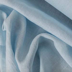 Linen fabric ice blue, Washed softened flax fabrics, Fabric by the yard or meter