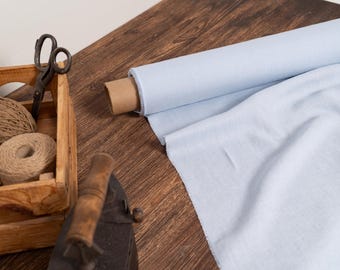 Soft blue linen fabric, Washed softened flax fabrics, Fabric by the yard or meter