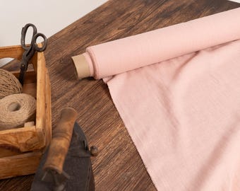 Linen fabric salmon pink, OEKO TEX - 100 certificate flax fabrics, Fabric by the yard or meter