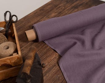 Linen fabric mauve purple, OEKO TEX - 100 certificate flax fabrics, Fabric by the yard or meter