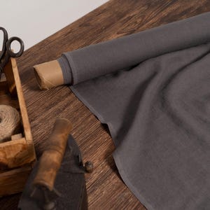 Iron gray linen fabric, Washed softened linen fabric Fabric by the yard or meter