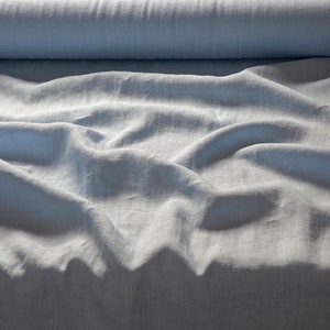 Soft blue linen fabric, Washed softened flax fabrics, Fabric by the yard or meter