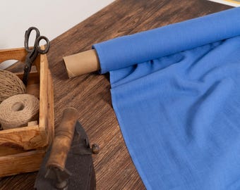 Linen fabric cornflower blue, Washed softened flax fabrics, Fabric by the yard or meter