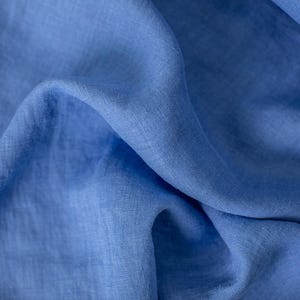 Linen fabric cornflower blue, Washed softened flax fabrics, Fabric by the yard or meter