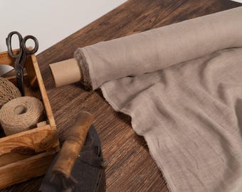 Linen fabric gauze natural gray, Pure sheer thin cheesecloth fabric, Fabric by the yard or meter