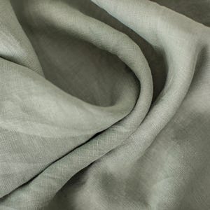 Linen fabric pistachio green, Softened fabric by the yard or meter, Washed flax fabric