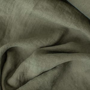 Linen fabric sage green, Softened fabric by the yard or meter, Washed flax fabric