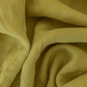 Linen fabric pear green, Softened fabric by the yard or meter, Washed flax fabric