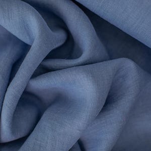 Mauve blue linen fabric, Washed softened flax fabrics, Fabric by the yard or meter