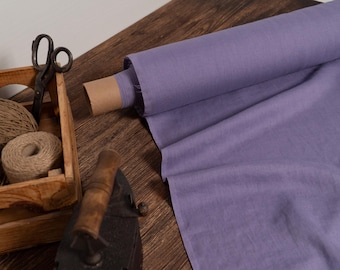 Linen fabric lavender purple, Washed softened flax fabrics, Fabric by the yard or meter