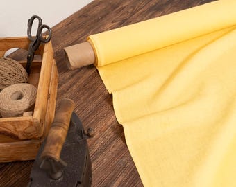 Gelber Leinenstoff, Meterware, mittelschweres Leinen, 100% europäisches Leinen, Vorgewaschen und weich