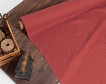 Orange red linen fabric, OEKO TEX - 100 certificate flax fabrics, Fabric by the yard or meter