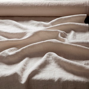 Linen fabric cream white, Washed softened flax fabrics, Fabric by the yard or meter