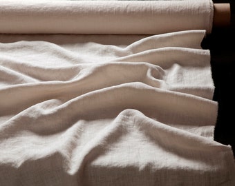 Linen fabric cream white, Washed softened flax fabrics, Fabric by the yard or meter