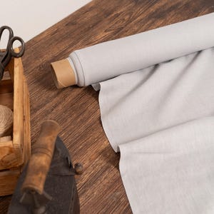 Light gray linen fabric, Washed softened linen fabric Fabric by the yard or meter