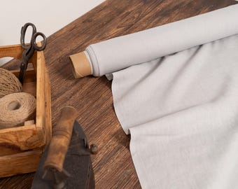 Light gray linen fabric, Washed softened linen fabric Fabric by the yard or meter