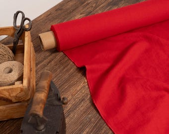 Poppy red linen fabric, OEKO TEX - 100 certificate flax fabrics, Fabric by the yard or meter