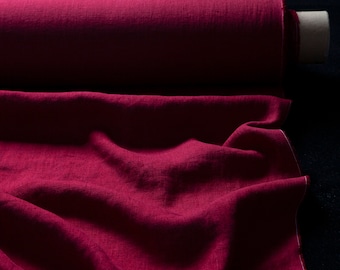 Linen fabric Red wine, Organic flax fabrics, Fabric by the yard or meter