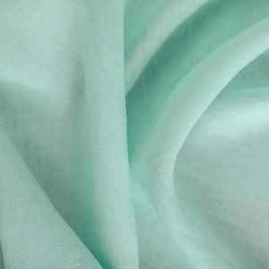 Lagoon blue linen fabric, Washed softened flax fabrics, Fabric by the yard or meter