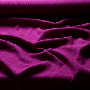 Linen fabric magenta purple pink, Organic flax fabrics, Fabric by the yard or meter