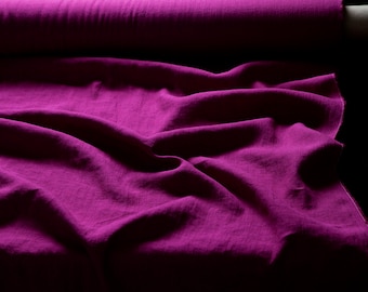 Linen fabric magenta purple pink, Organic flax fabrics, Fabric by the yard or meter