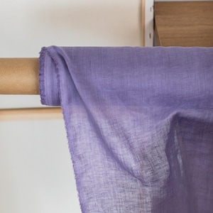 Lavender purple thin linen gauze fabric, Pure semi sheer linen fabric, Fabric by the yard or meter