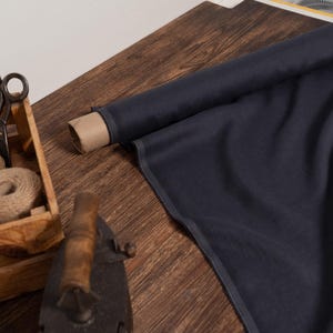 Graphite gray linen fabric lightweight, Softened fabric by the yard or meter, Washed flax fabric