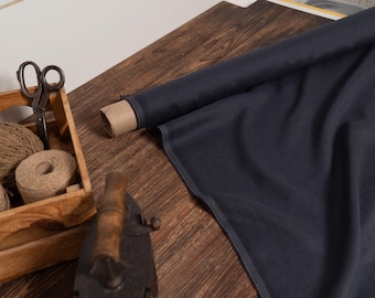 Graphite gray linen fabric lightweight, Softened fabric by the yard or meter, Washed flax fabric