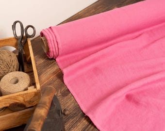 Linen fabric bright pink, OEKO TEX - 100 certificate flax fabrics, Fabric by the yard or meter