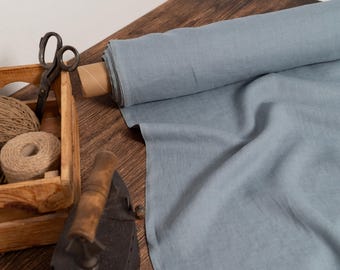 Linen fabric mint green, Softened fabric by the yard or meter, Washed flax fabric