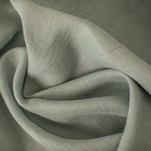Linen fabric mint green, Softened fabric by the yard or meter, Washed flax fabric