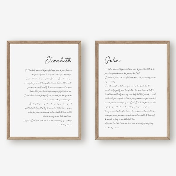 Personalized Wedding Vows Print (Set of 2) | Wedding Gift | Anniversary Gift | Valentine’s Day Gift