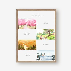 Seasons Poster - Watercolour Landscape Illustrations, Educational Poster