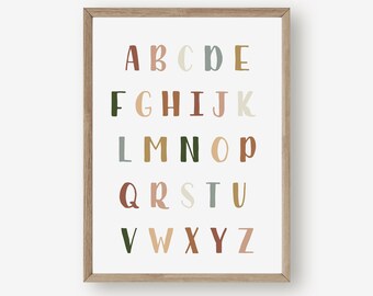 Boho Alphabet Poster, Educational Poster