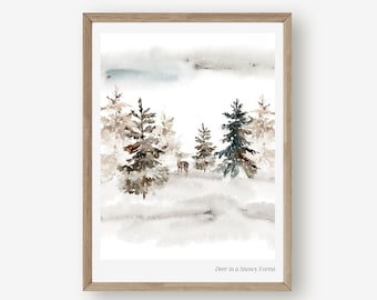 Winter Wonderland Set of 2 Printable Photo, Cabin in Snowy Forest and ...