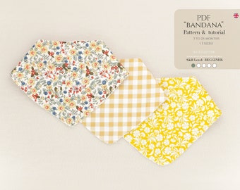 Baby Bandana Bib Sewing Pattern PDF: 3 Sizes (3-24 Months) - English & Spanish