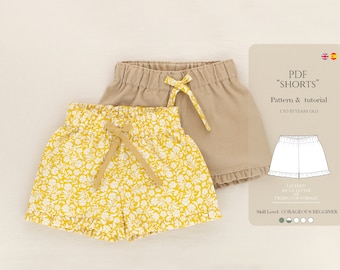 Easy Girls Shorts Sewing Pattern: Baby Toddler Kids Sizes 1-10 (PDF Pattern & Tutorial