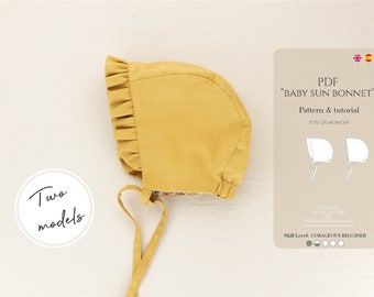 Baby Bonnet PDF Sewing Pattern: Frill Sun Hat, 0-24 Months (Digital Download)