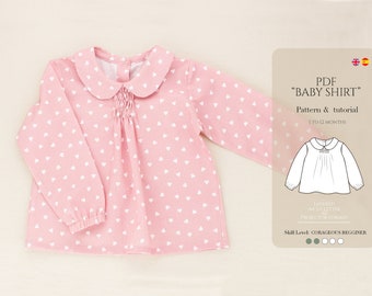 Baby Blouse Sewing Pattern l PDF Pattern and Tutorial l 1month to 12 months l Unisex Blouse Easy Sewing instructions l English & Spanish