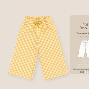 Kids Elastic Waist Pants Sewing Pattern PDF: Sizes 3-12 Years (English & Spanish Tutorial)