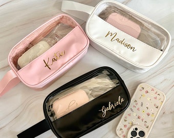 Personalized Christmas Clear Bag Makeup Bag Travel pouch Cosmetic Bag Bridal Gift Bridesmaid Customized Mother’s Day Gift Bachelorette gift