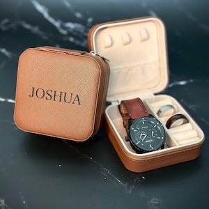 Gepersonaliseerde bruidsjonkers horlogedoos Aangepaste sieraden opbergdoos Gepersonaliseerde horlogekast aangepaste huwelijkscadeaus voor mannen gepersonaliseerde bruidegom