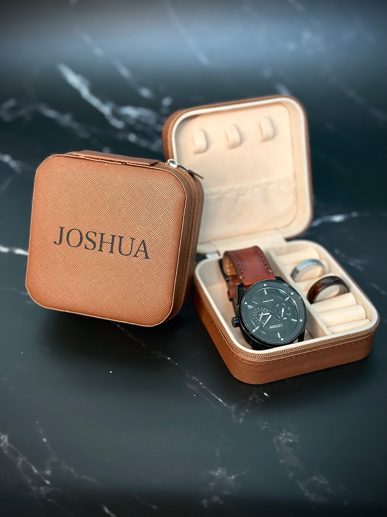 Personalized Groomsmen Watch Box Custom Jewelry Storage Case Personalized watch case customized Gifts For Men personalized gift groom image 1