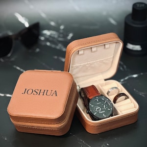 Personalized Groomsmen Watch Box Custom Jewelry Storage Case Personalized watch case customized Gifts For Men personalized gift groom image 9