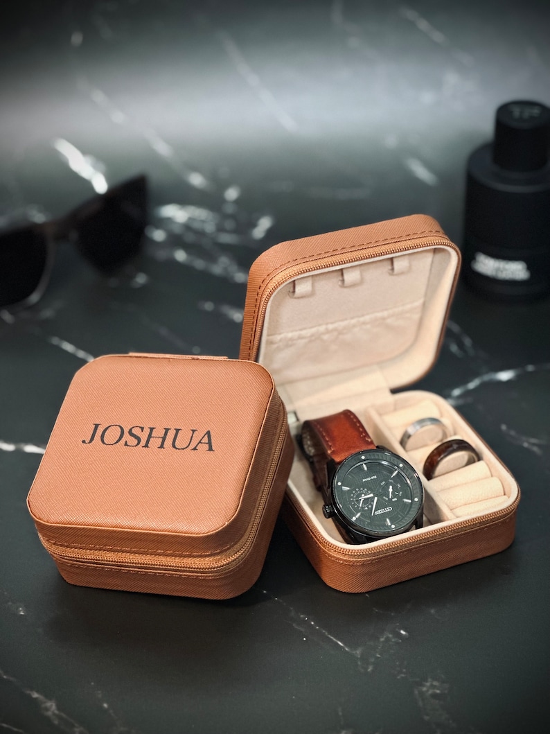 Personalized Groomsmen Watch Box Custom Jewelry Storage Case Personalized watch case customized Gifts For Men personalized gift groom image 9