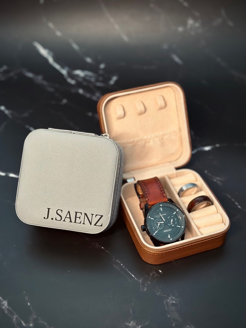 Personalized Groomsmen Watch Box Custom Jewelry Storage Case Personalized watch case customized Gifts For Men personalized gift groom image 2