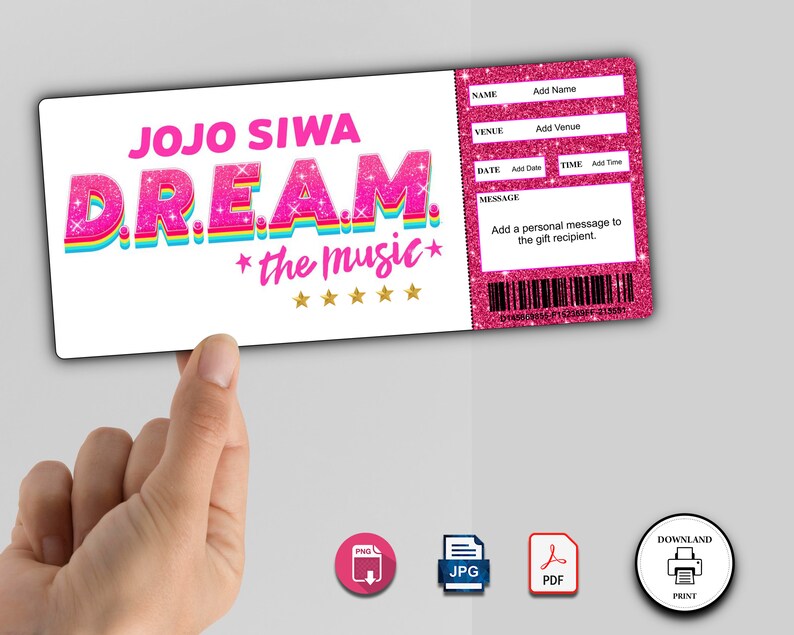 Jo Jo Siwa Concert Ticket Editable Jo Jo Siwa Tour Tickets - Etsy