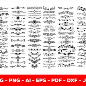 Decorative Elements SVG, Ornaments svg, Flourishes SVG, Swirls SVG, Text Divider Svg, Dividers Borders Svg,Png,Pdf,Ai,Eps,Dxf,Jpg